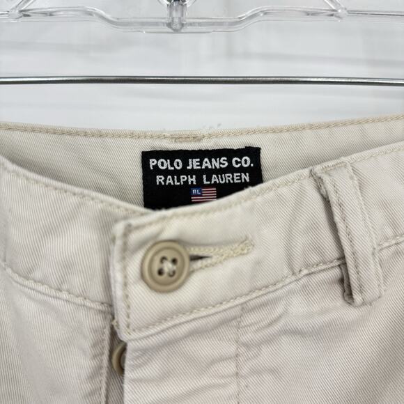 VINTAGE Polo Jeans Co Ralph Lauren Shorts Button Fly Wom size 8 Beige 5" Inseam - Picture 3 of 6